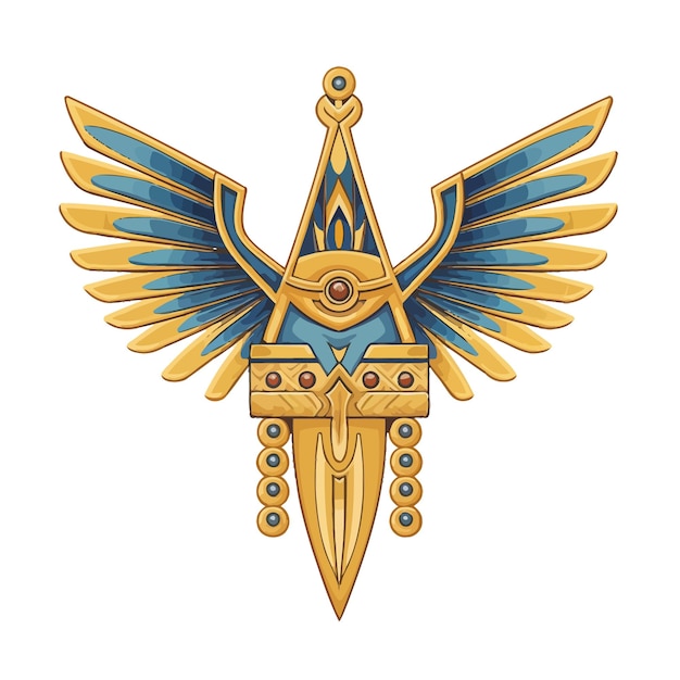 Vector cartoon drawing ancient sumerian symbol winged star marduk shamash ishtar