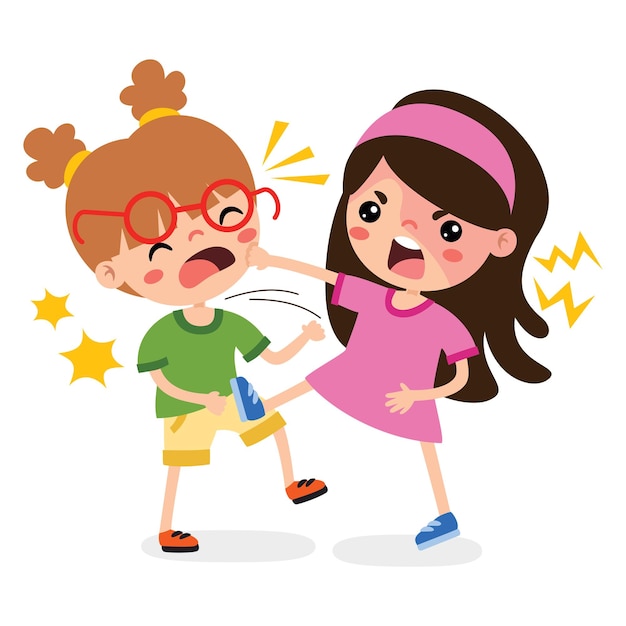 Cartoon Drawing Of Angry Kids Fighting