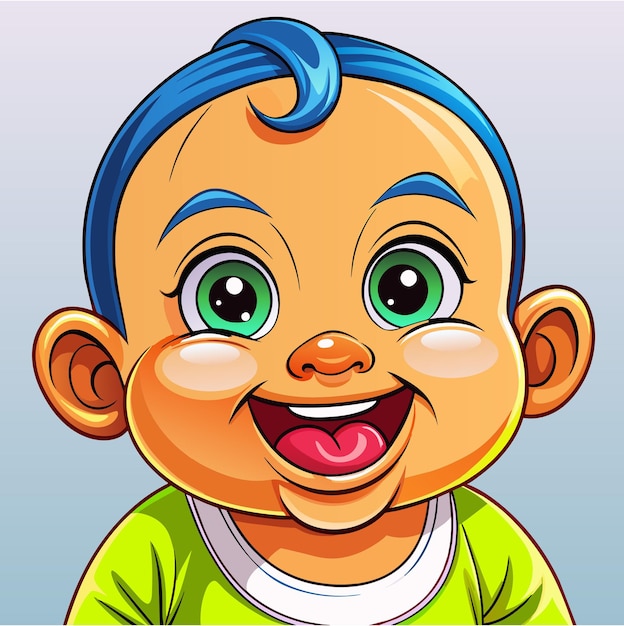 Vector a cartoon drawing of a baby smile wearing a green shirt