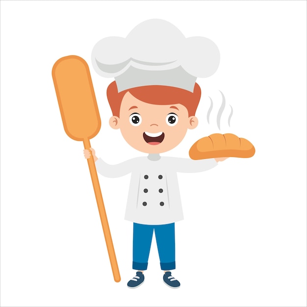 Vector cartoon drawing of a baker