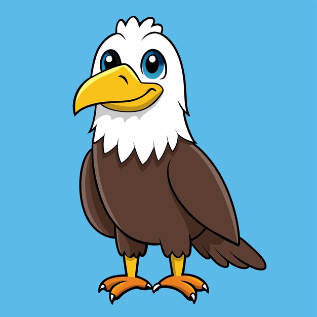 Vector a cartoon drawing of a bald eagle with a blue background