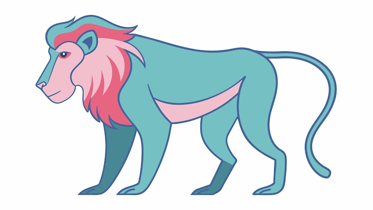 वेक्टर a cartoon drawing of a blue animal with a pink tail