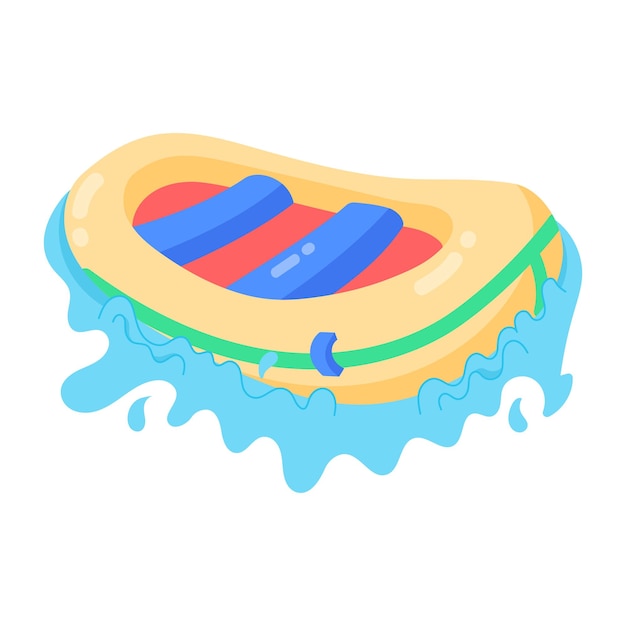 A cartoon drawing of a boat with a blue and red boat on it.