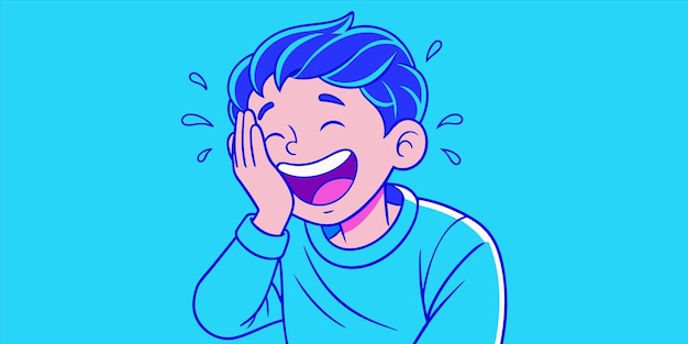 a cartoon drawing of a boy with a splash of water in his mouth