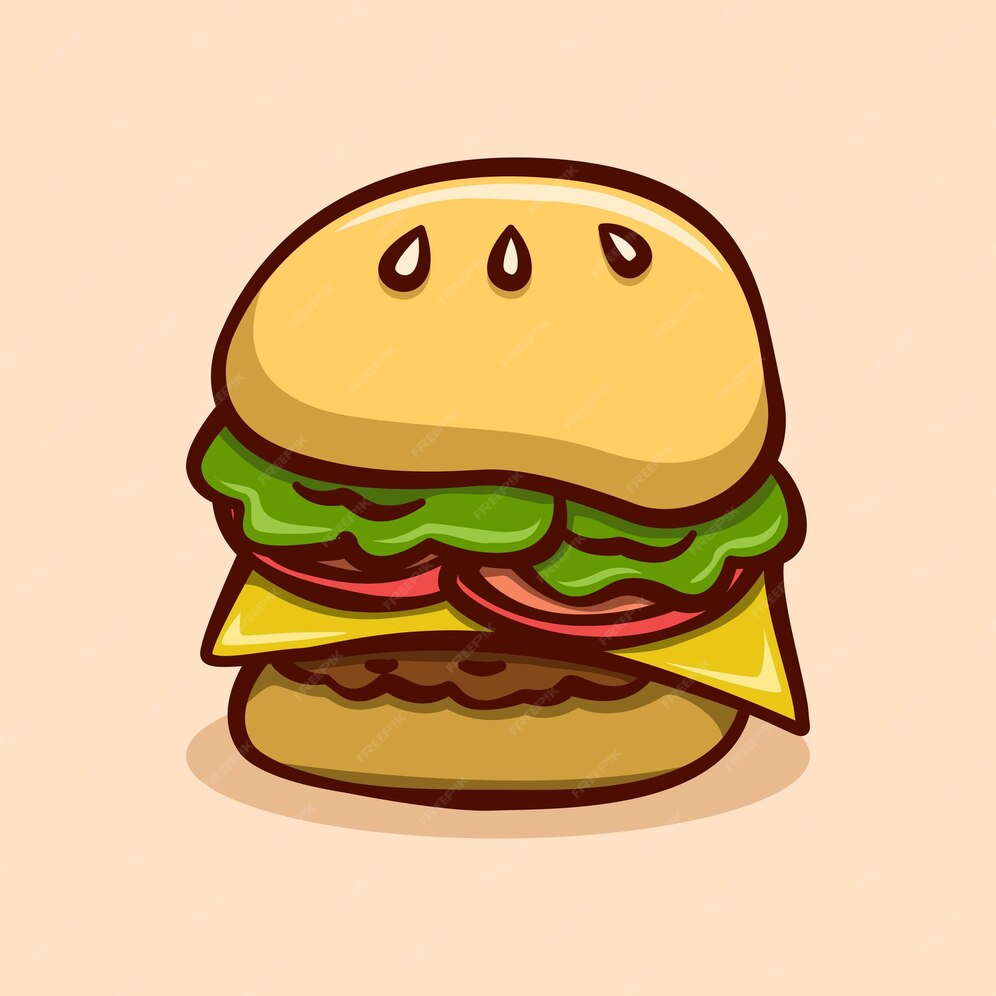 Premium Vector | A cartoon drawing of a burger with a bun