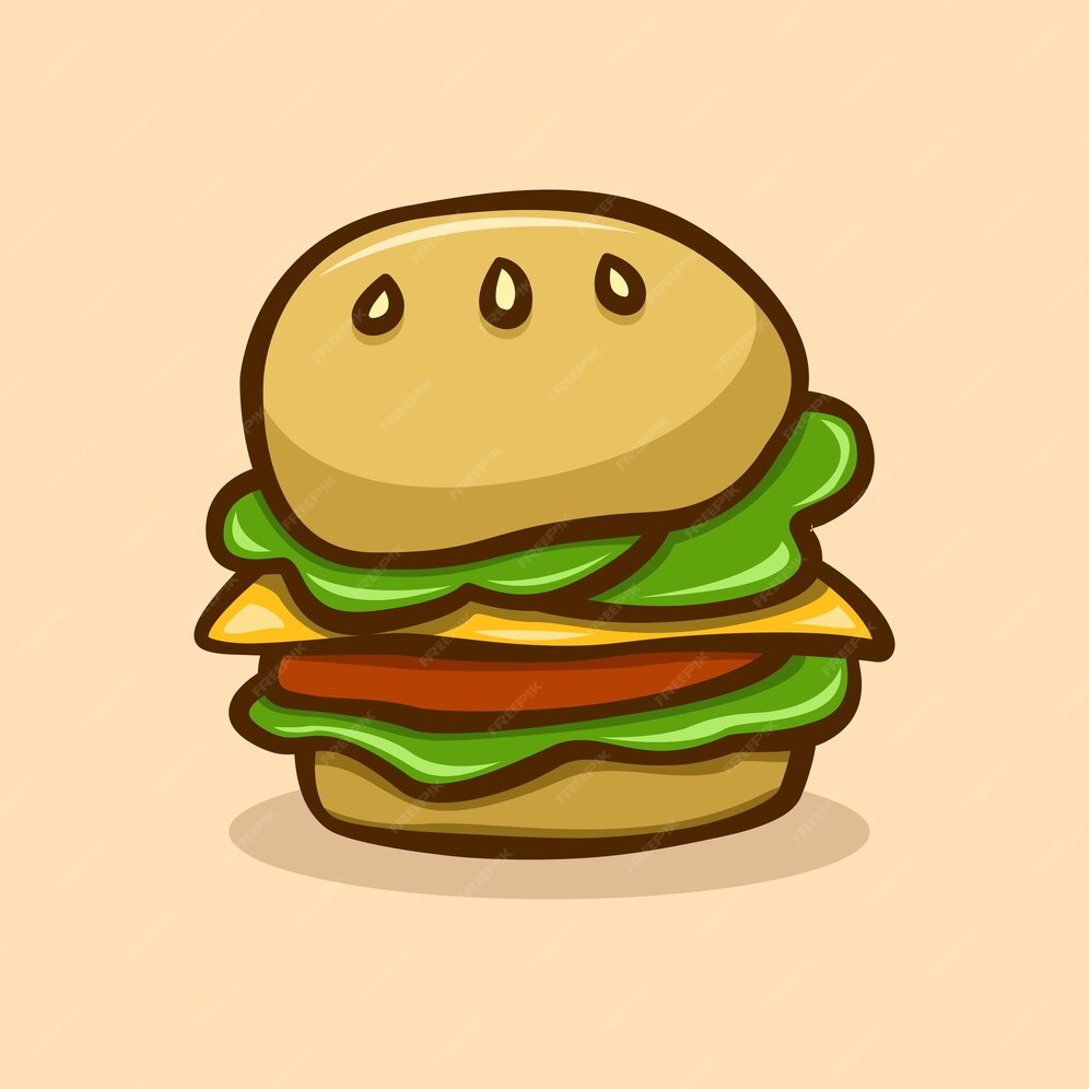 Premium Vector | A cartoon drawing of a burger with a bun