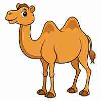 Vector a cartoon drawing of a camel with a face and a shadow on it