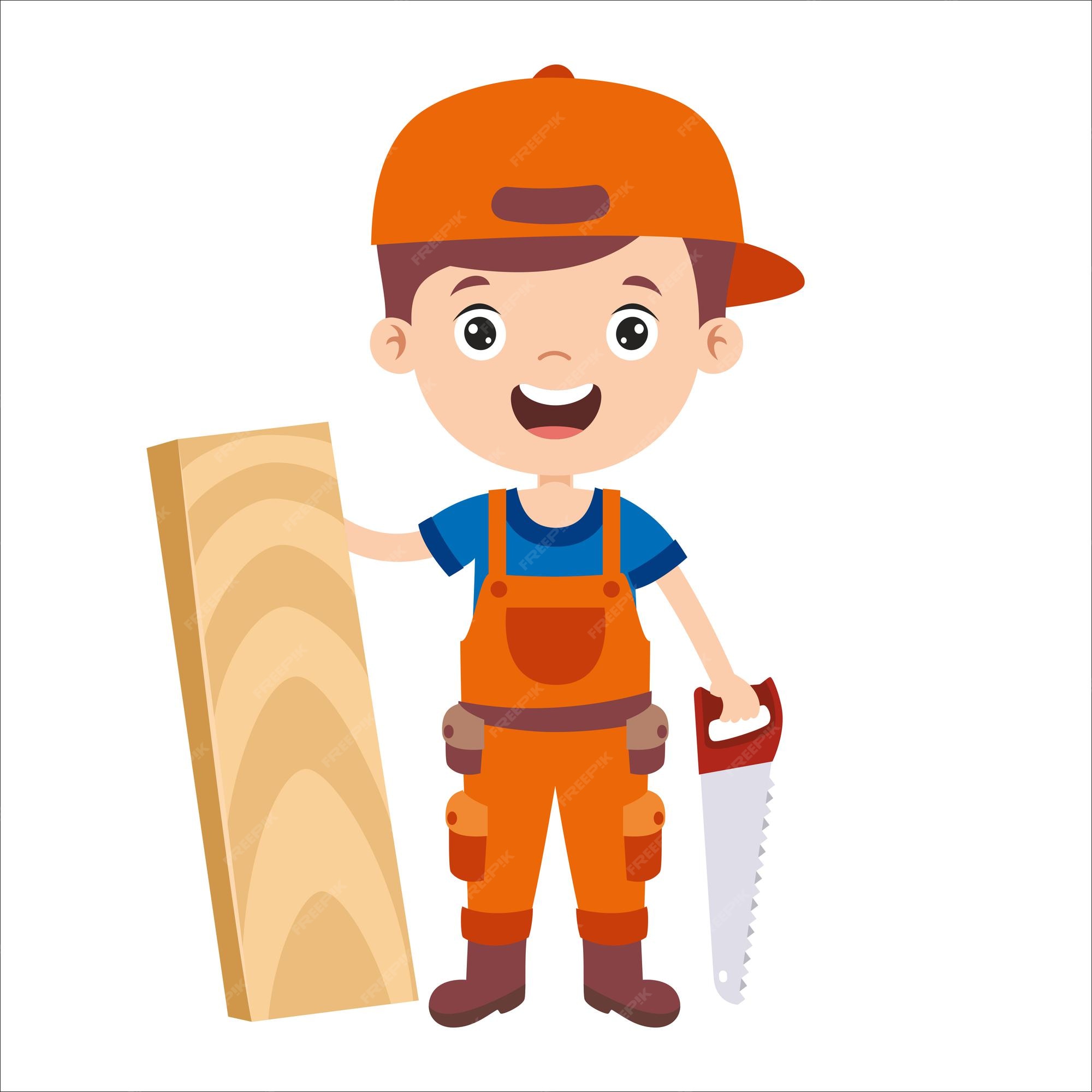 Premium Vector Cartoon drawing of a carpenter