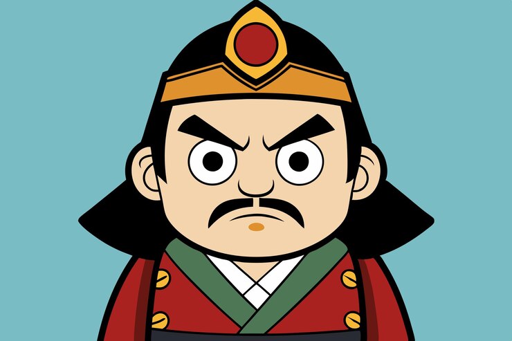 Vector a cartoon drawing of a character with a mustache and a blue background