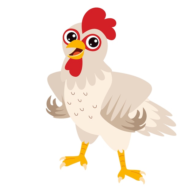 Vector cartoon drawing of a chicken character