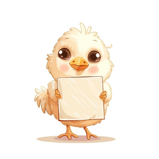 a cartoon drawing of a chicken holding a piece of paper