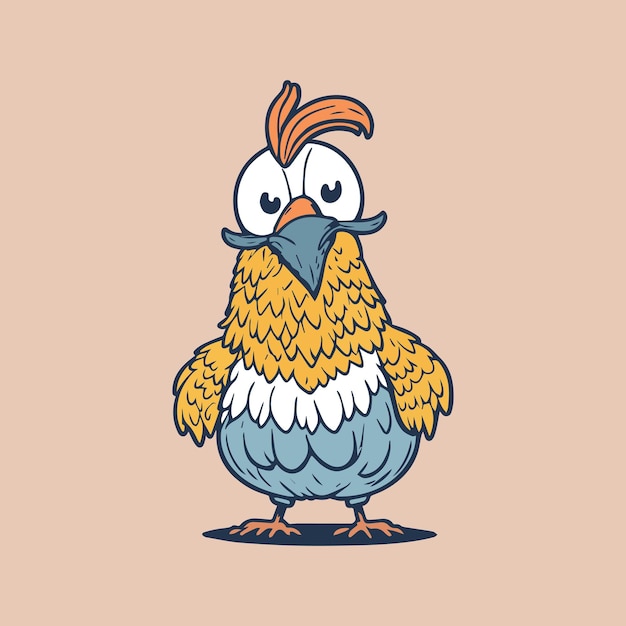 Cartoon drawing of a chicken with a big eye