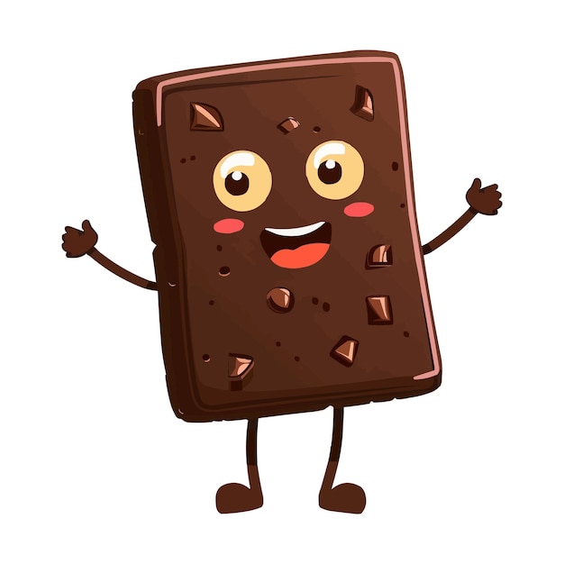 a cartoon drawing of a chocolate cookie with eyes and arms
