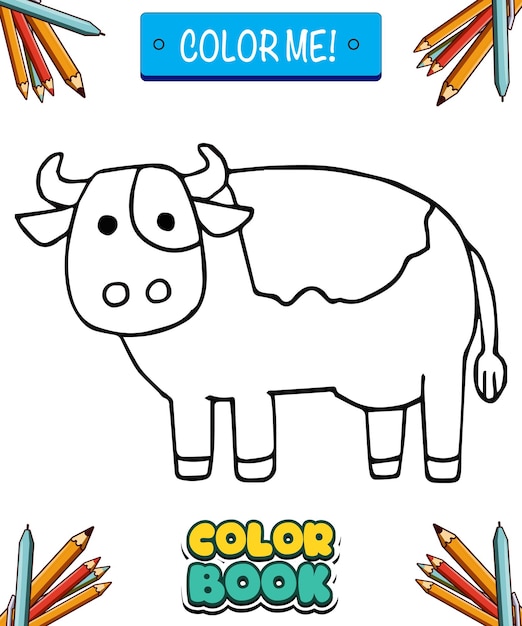 Vector a cartoon drawing of a cow coloring