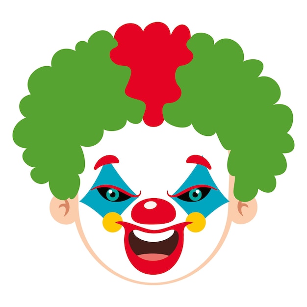 Vettore disegno cartone animato di una faccia da clown raccapricciante