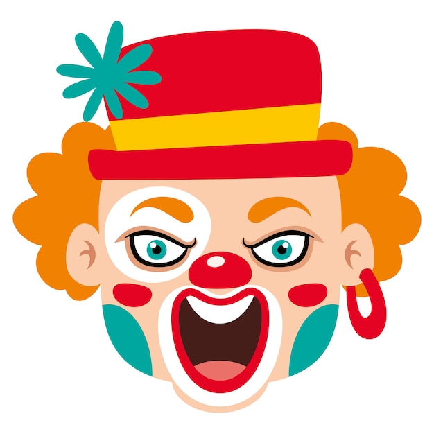Vector cartoon drawing of a creepy clown face