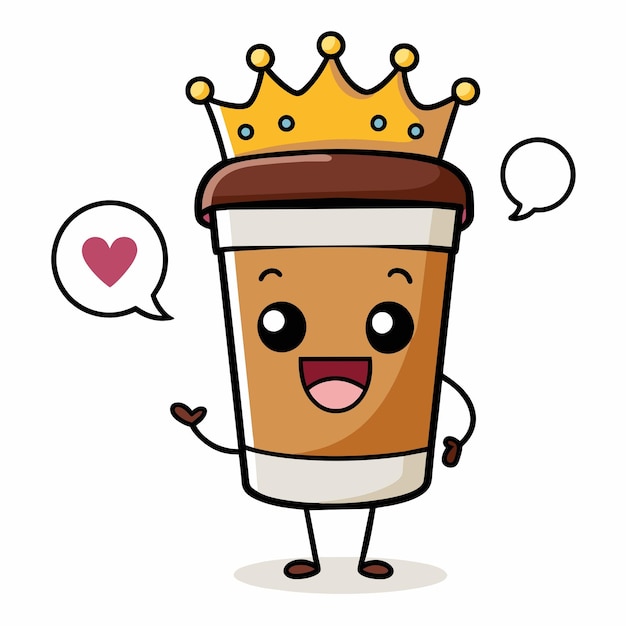 Vector a cartoon drawing of a cup of a king with a heart on it