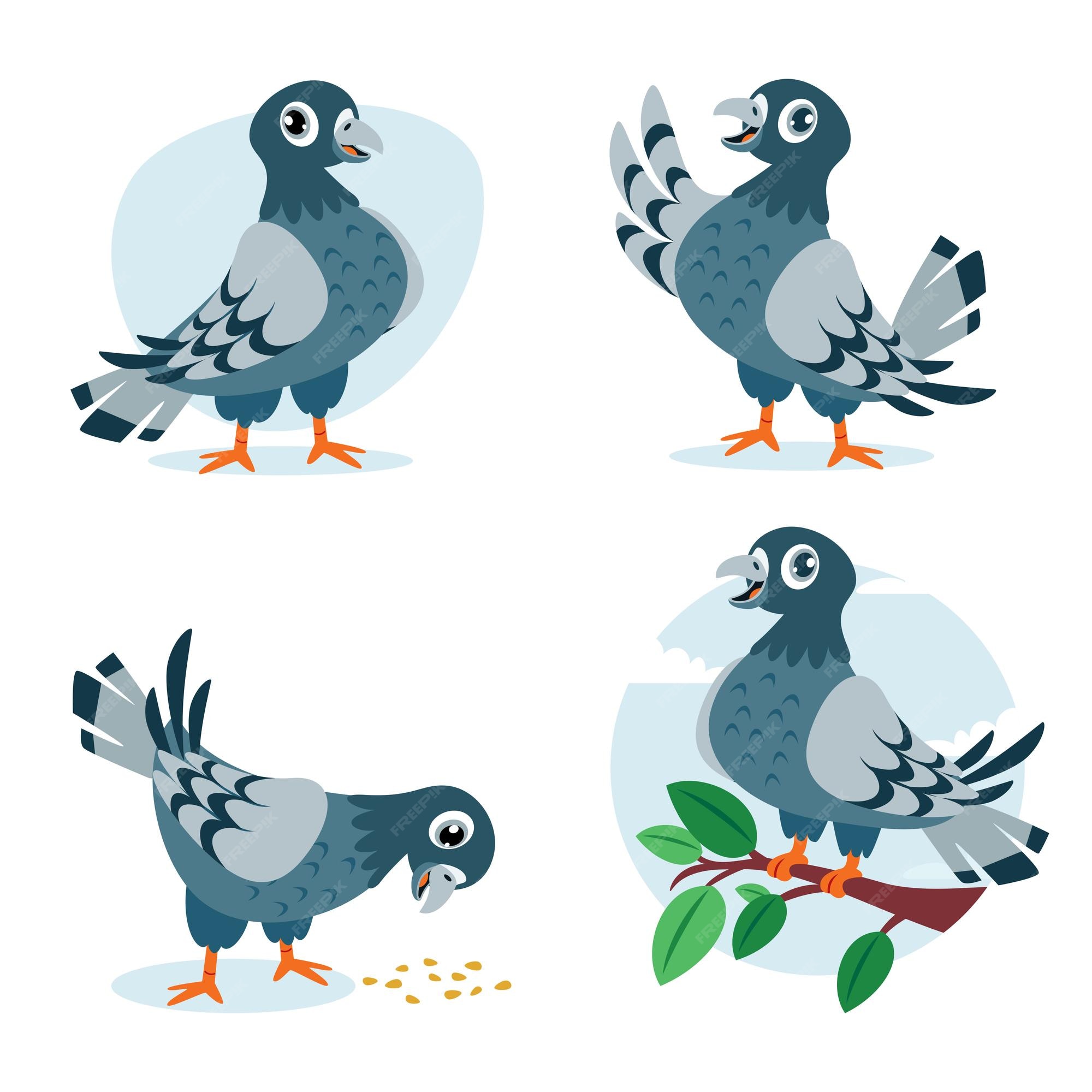 Premium Vector | Cartoon drawing of cute pigeons