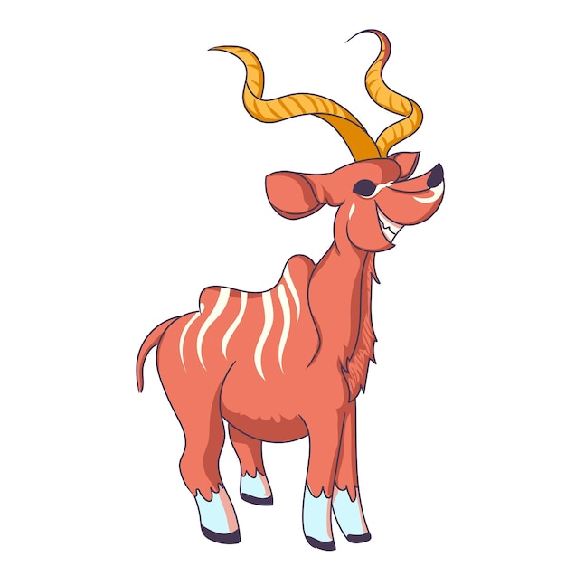 A cartoon drawing of a deer with horns