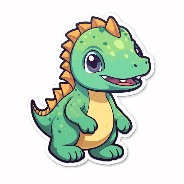 Vector cartoon drawing of a dinosaur cute dino character isolated on white background