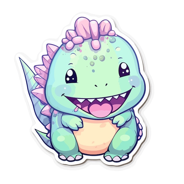 Cartoon drawing of a dinosaur cute dino character isolated