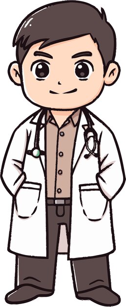 Vector a cartoon drawing of a doctor with a stethoscope on his neck
