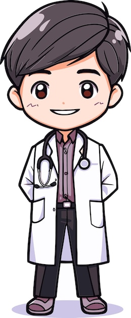 Vector a cartoon drawing of a doctor with a stethoscope on his neck
