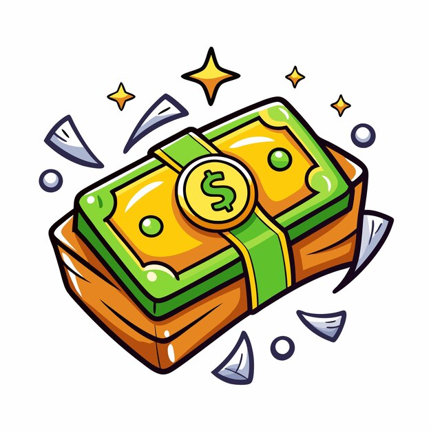 Vector a cartoon drawing of a dollar bill and a dollar bill