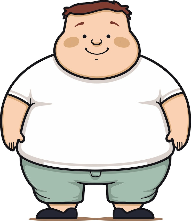 Vector 큰 한 배를 가진 한 남자의 만화 그림
