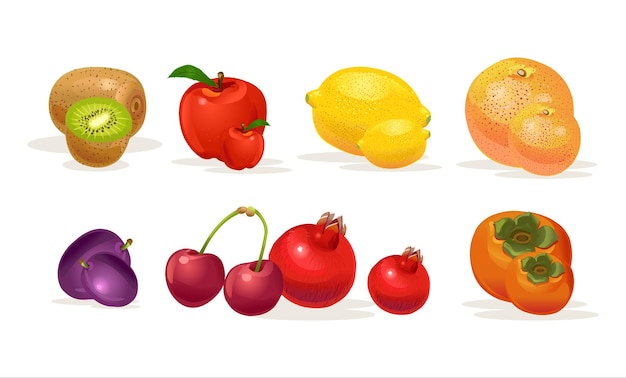 A cartoon drawing of fruits including one called 