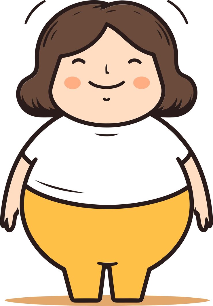 Vector 큰 배를 가진 소녀의 만화 그림
