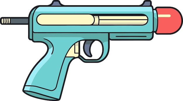 a cartoon drawing of a gun with a blue background