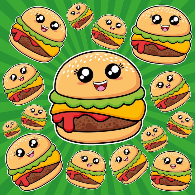 a cartoon drawing of a hamburger with a face on it