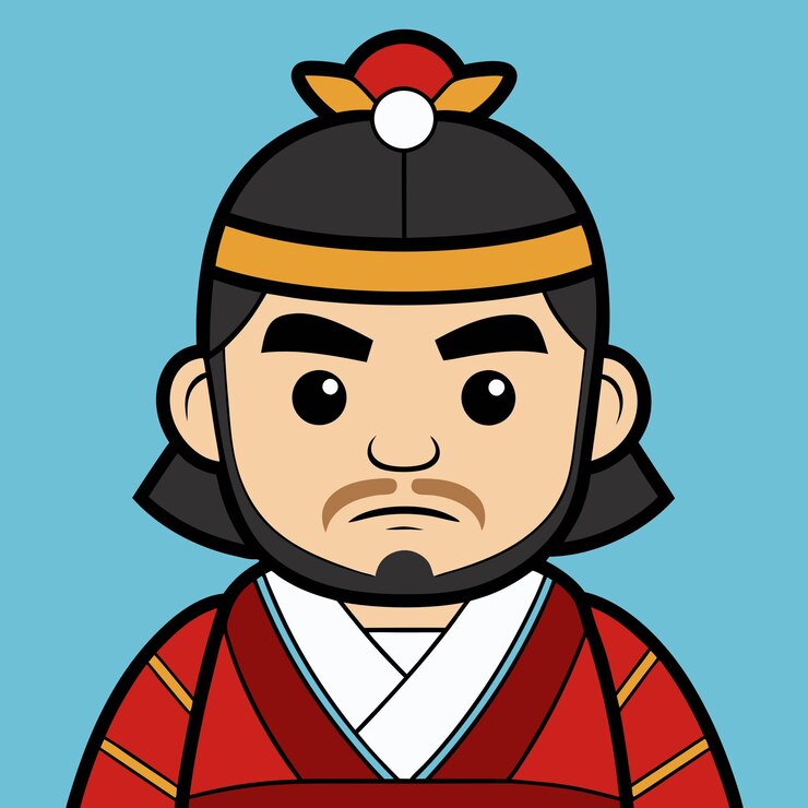 Vector a cartoon drawing of a japanese character with a red bow