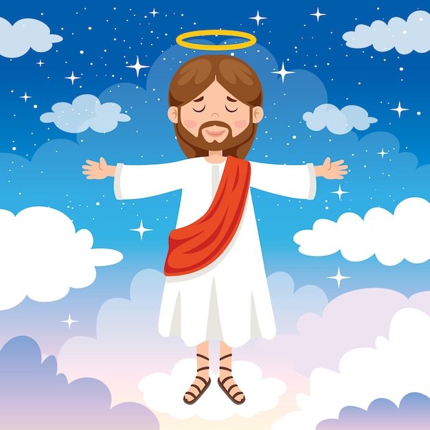 Vector cartoon drawing of jesus christ