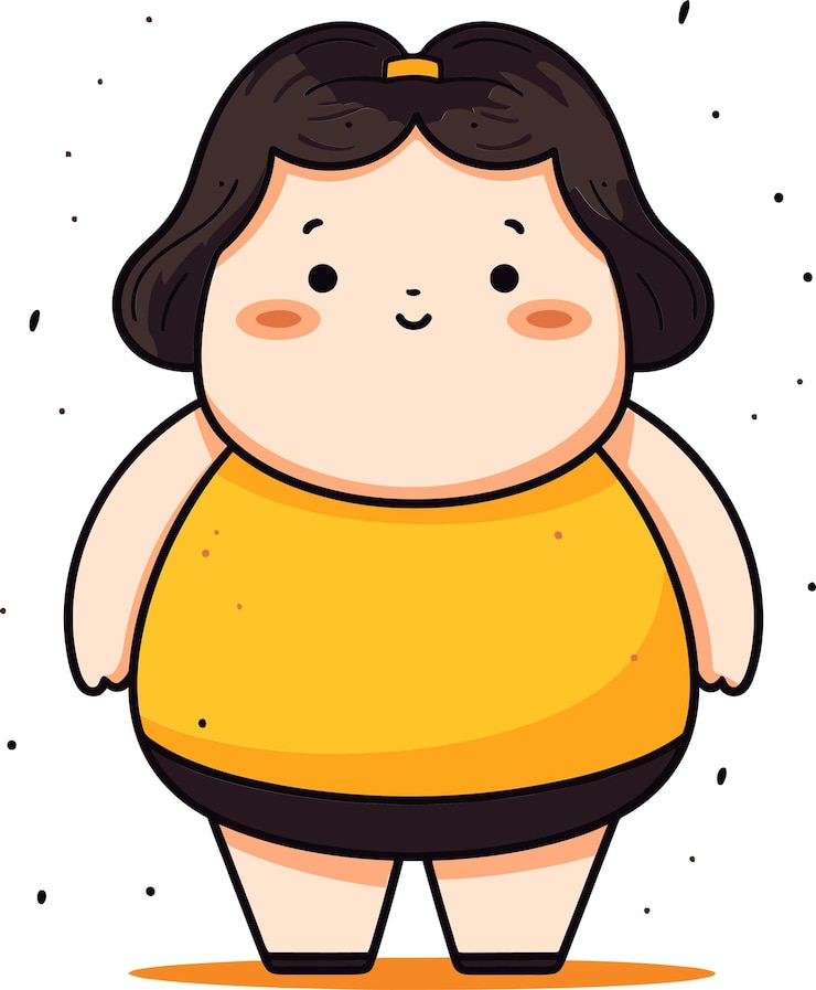 Vector 노란 셔츠를 입은 어린 소녀의 만화 그림