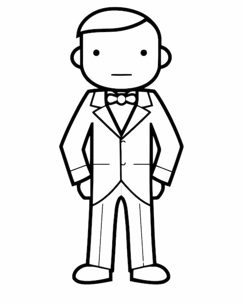 A cartoon drawing of a man in a suit