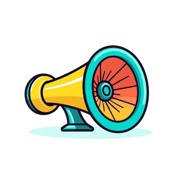 Vector a cartoon drawing of a megaphone with the words 