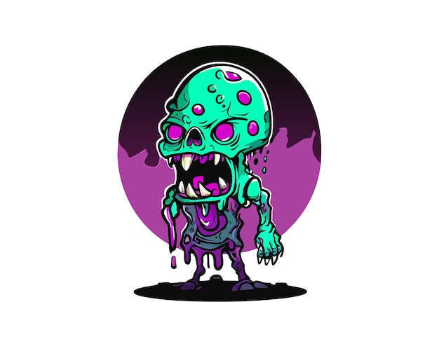 a cartoon drawing of a monster with a purple background
