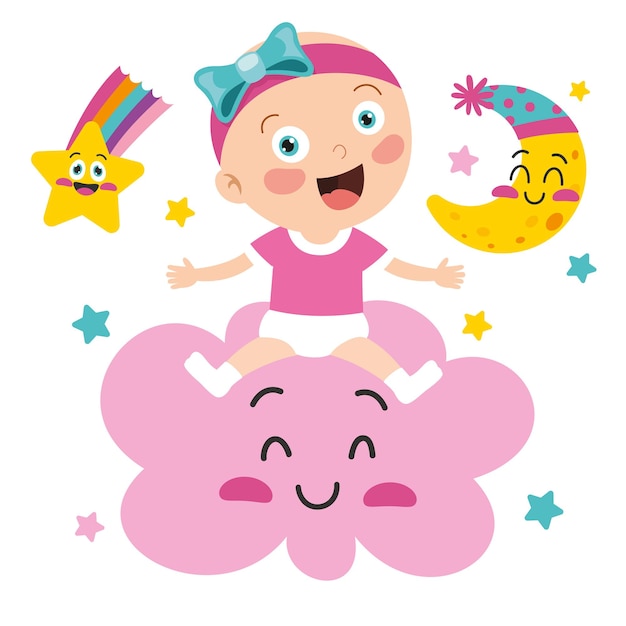 Cartoon Drawing Of A  Newborn Baby Character