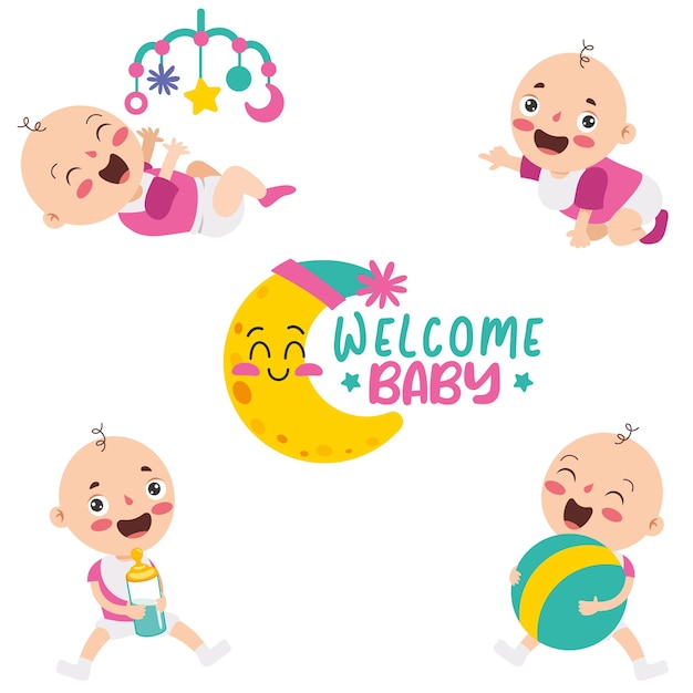 Cartoon Drawing Of A  Newborn Baby Character