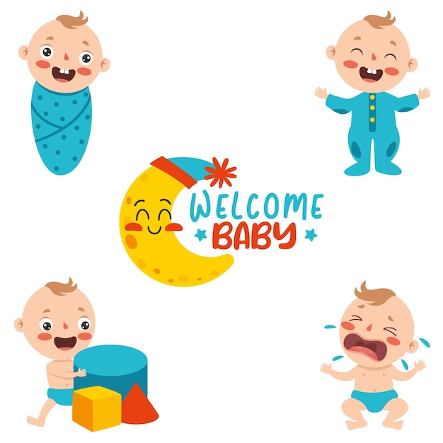 Cartoon drawing of a  newborn baby character