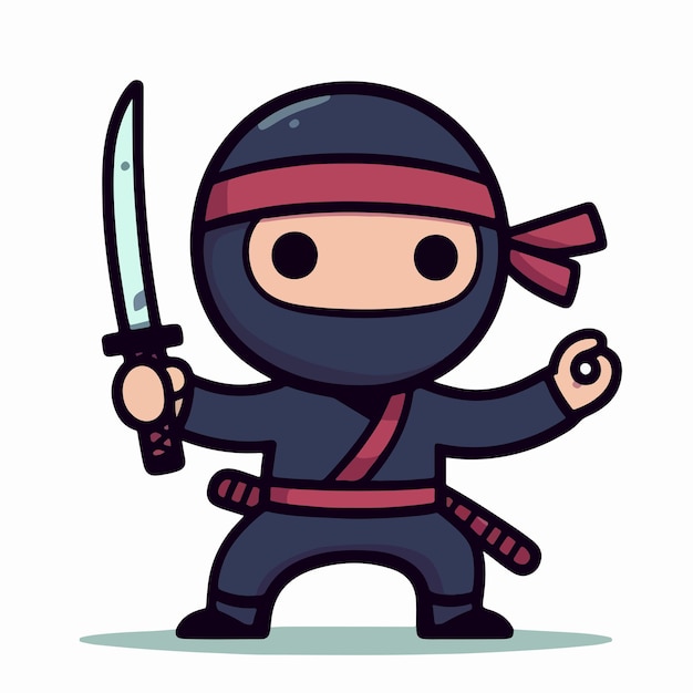 Vector a cartoon drawing of a ninja with a sword in his hand