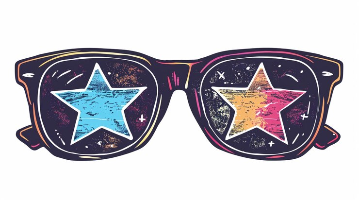 Vector a cartoon drawing of a pair of sunglasses with a star on the top