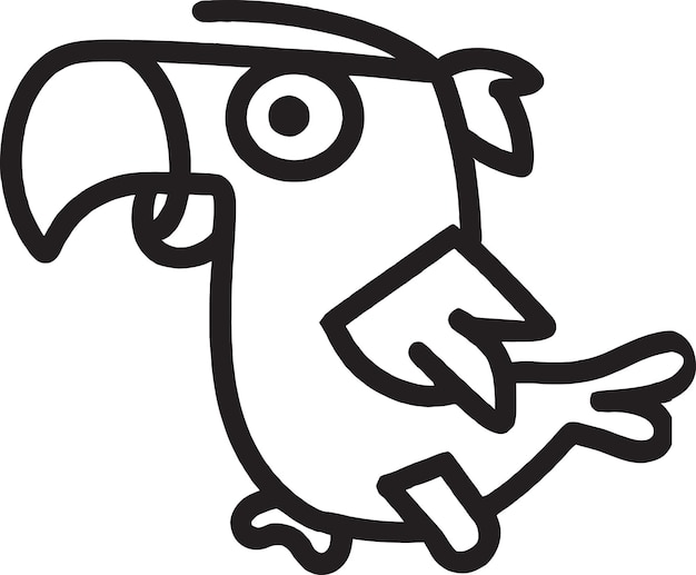 Un disegno animato di un pappagallo con un grande becco.