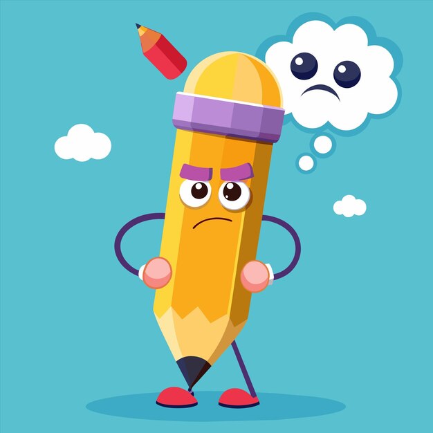 Vector a cartoon drawing of a pencil with a face drawn on it