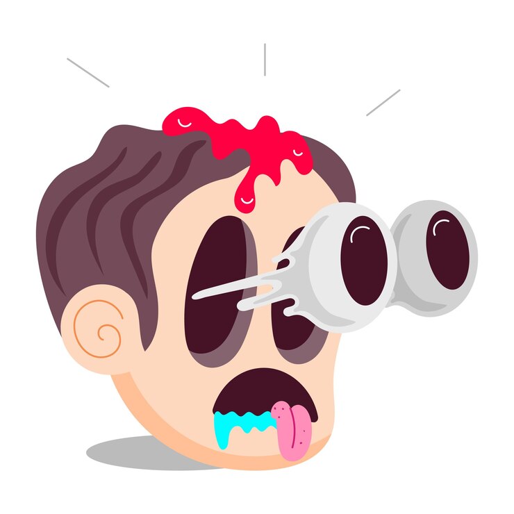 Vector a cartoon drawing of a person with a pair of binoculars in their mouth