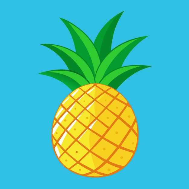 Vettore un disegno di cartone animato di un ananas con un gambo verde