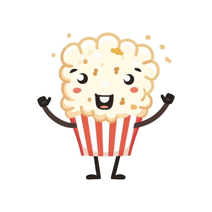 a cartoon drawing of a popcorn with the words quot popcorn quot on it
