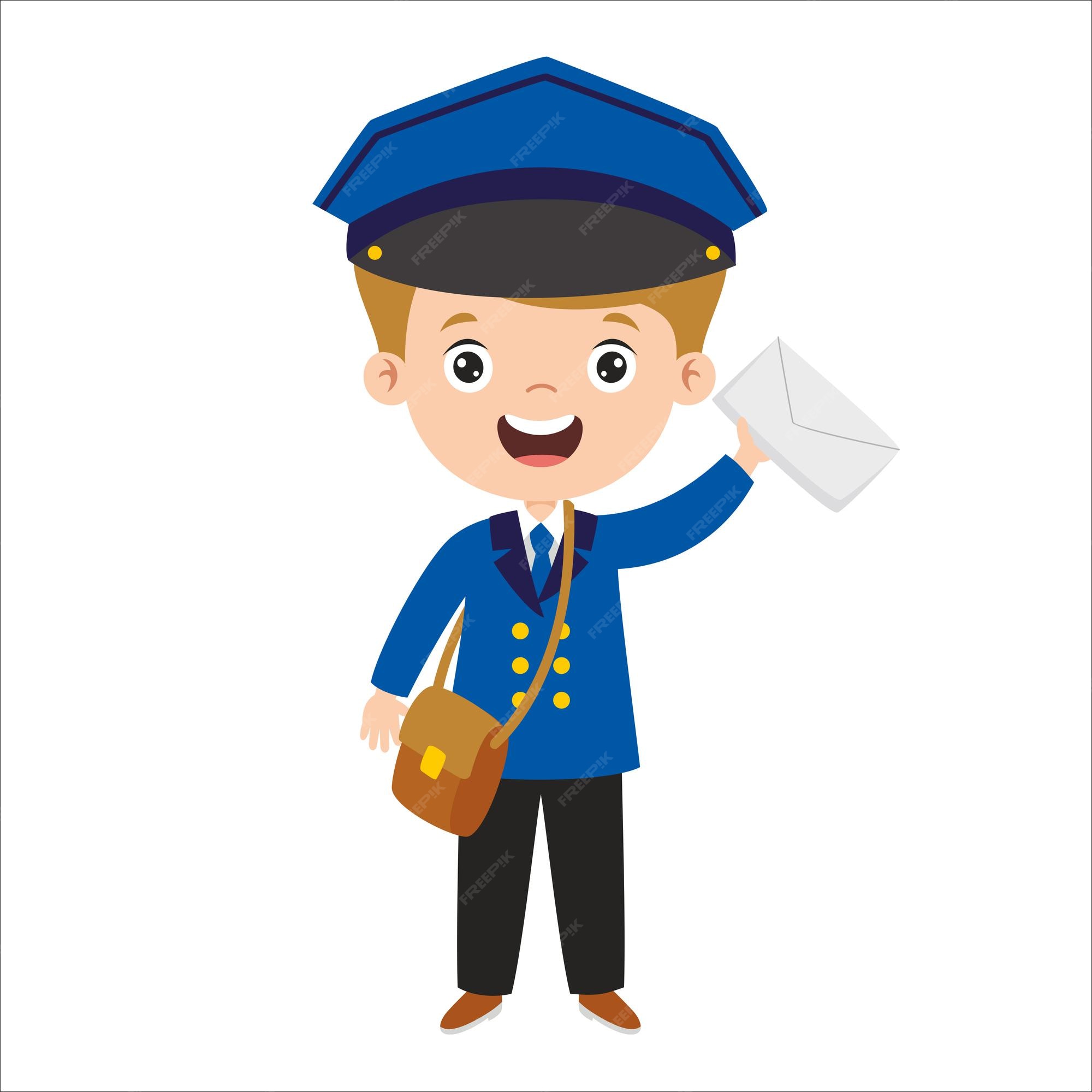 Premium Vector | Cartoon drawing of a postman Premium Vector | Cartoon drawing of a postman